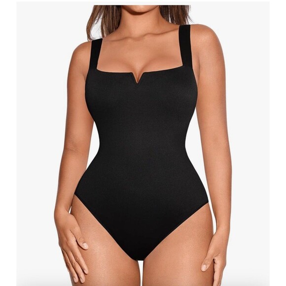 FeelinGirl Square Neck Bodysuit Women Sleeveless Tummy Control Slimming Body XXL - Picture 1 of 11